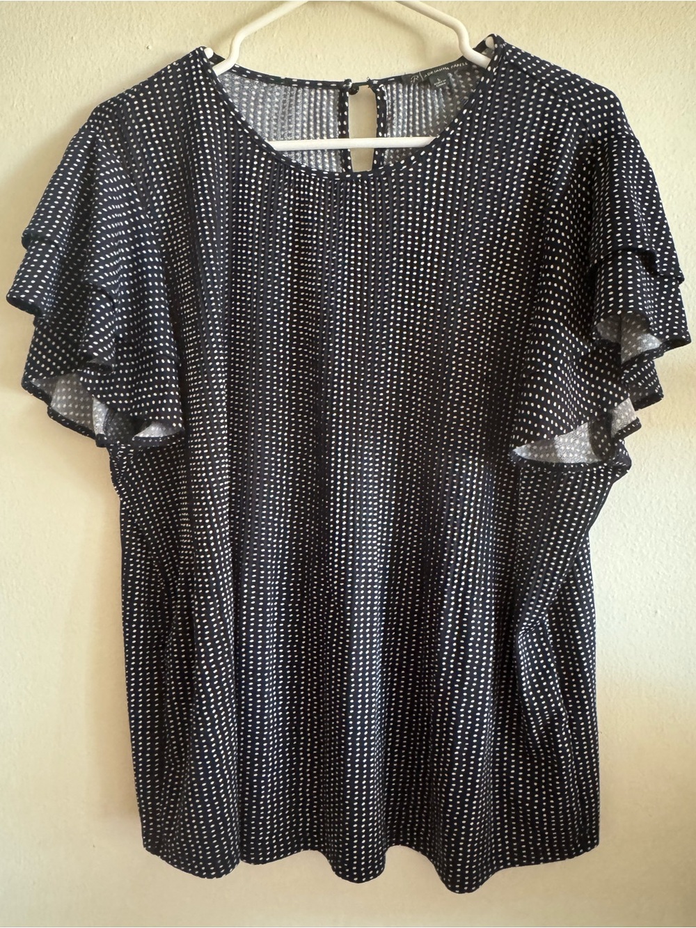 Adrianna Papell Ruffle Sleeve Polka Dot Top